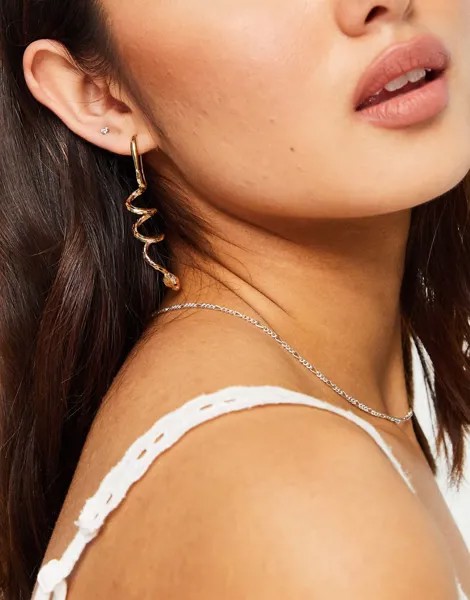 Золотистые серьги в форме змейки без застежки ASOS DESIGN-Золотистый