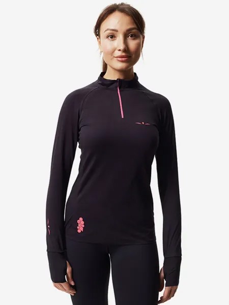 ЛОНГСЛИВ ЖЕНСКИЙ 1/2 ZIP BRUSH | BLACK/PINK, Черный