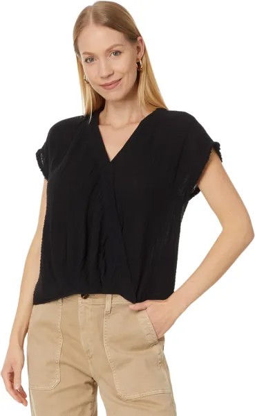 Топ Michael Stars Evie Faux Wrap Top, черный