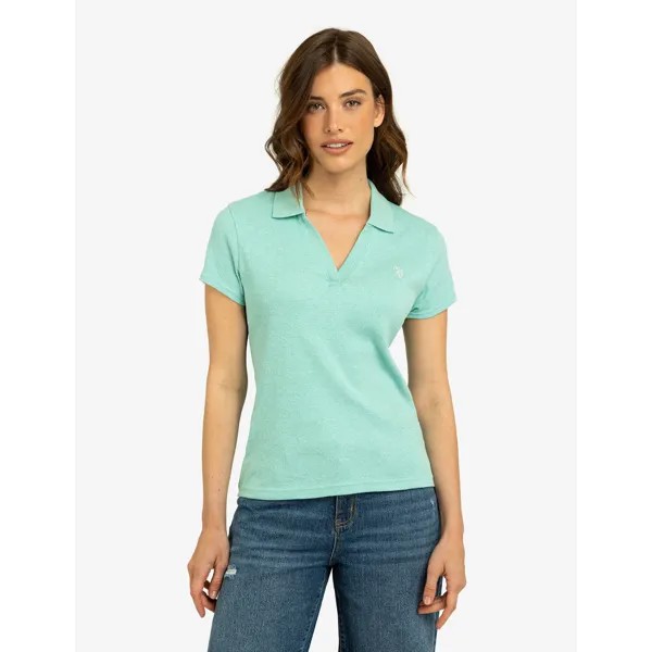 Футболка-поло U.S. Polo Assn. Split Neck Ribbed, светло-зеленый