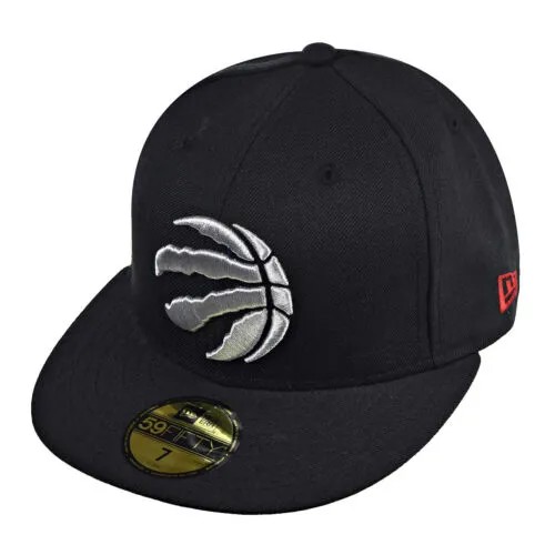 Классическая шерстяная мужская кепка New Era Toronto Raptors NBA 59Fifty черно-серебристая