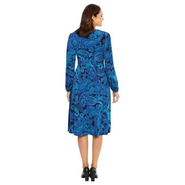Женское присборенное платье с принтом London Times в стиле ампир London Times, темно-синий