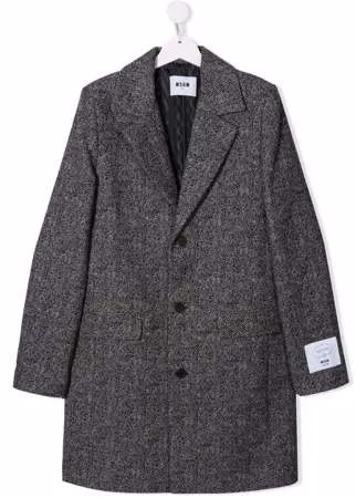 MSGM Kids фактурное однобортное пальто