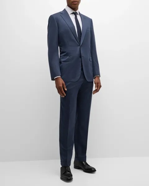 Мужской однотонный фактурный костюм Brioni, цвет Sapphire