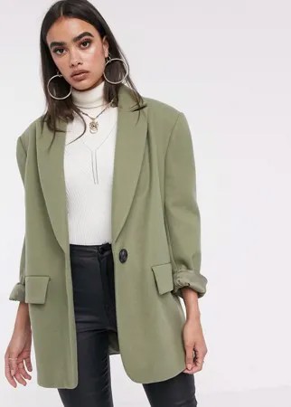 Зеленое пальто ASOS DESIGN-Neutral