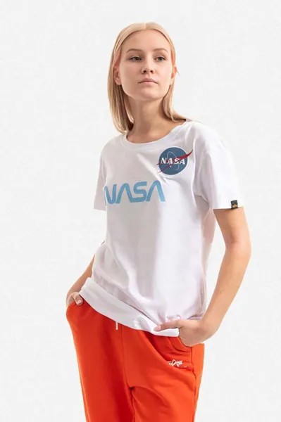 Хлопковая футболка NASA PM Alpha Industries, белый