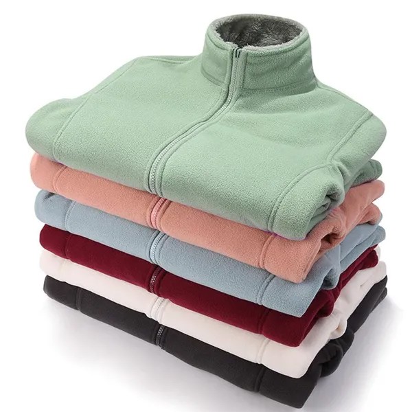 Зимний свитер Полярный флисовый жакет Толстый Коралловый флис Сплошной цвет Куртка