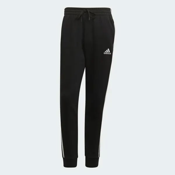 Adidas Мужские БРЮКИ ИЗ ФЛИСА С ЗАУЖЕННЫМИ МАНЖЕТАМИ С 3 ПОЛОСКАМИ Средний Черный / Белый GK8821