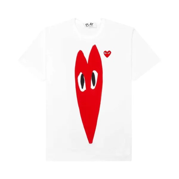 Футболка Comme des Garçons PLAY Red Emblem Long Heart T-Shirt 'White', белый