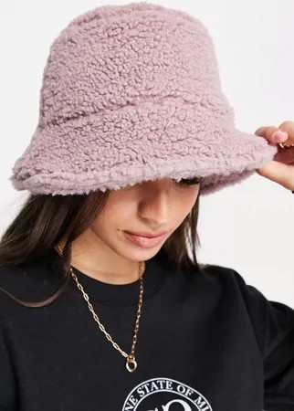 Сиреневая панама из искусственного меха ASOS DESIGN-Фиолетовый цвет