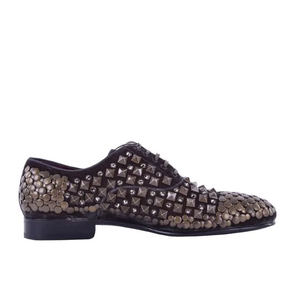 Dolce - Gabbana Runway Бархатные туфли дерби с заклепками и стразами Braun 04901