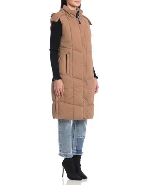 Утепленный жилет Avec Les Filles Hooded Maxi Puffer Vest, кэмел