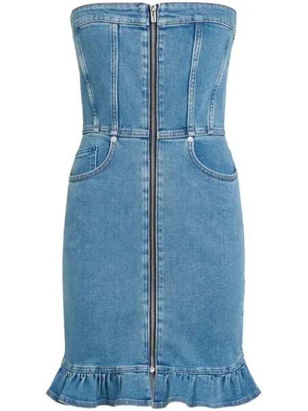 Karl Lagerfeld Jeans джинсовое платье-бандо с оборками, синий