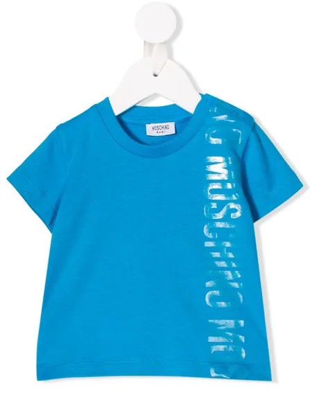 Moschino Kids футболка в полоску с логотипом металлик