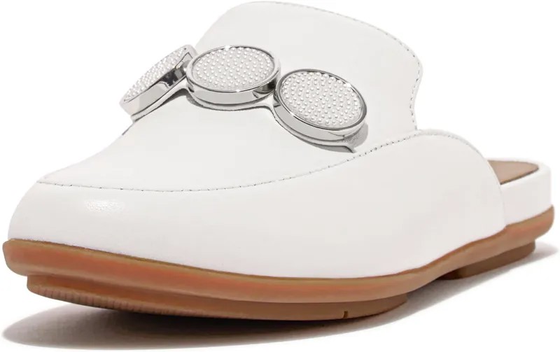 Лоферы FitFlop Gracie Bead-Circle Mules, цвет Urban White