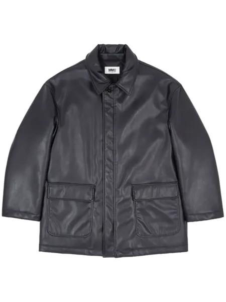 MM6 Maison Margiela куртка из искусственной кожи с логотипом, черный