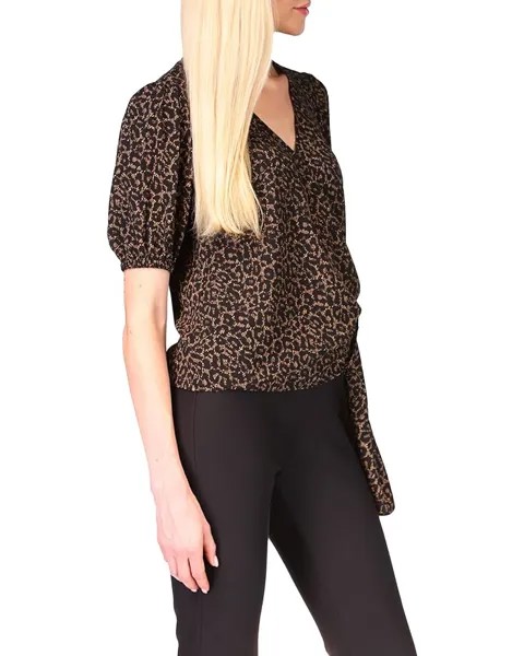 Топ Michael Kors Cheetah Short Sleeve Wrap Top, цвет Suntan