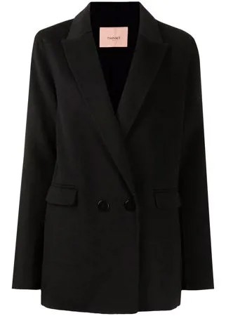 TWINSET logo-plaque double-breasted coat