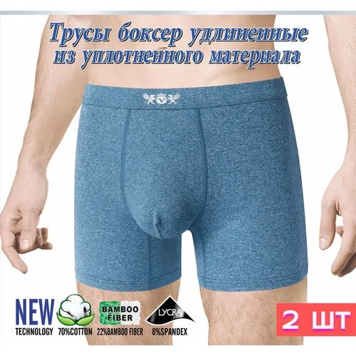 Трусы , 2 шт., размер 52, синий, серый