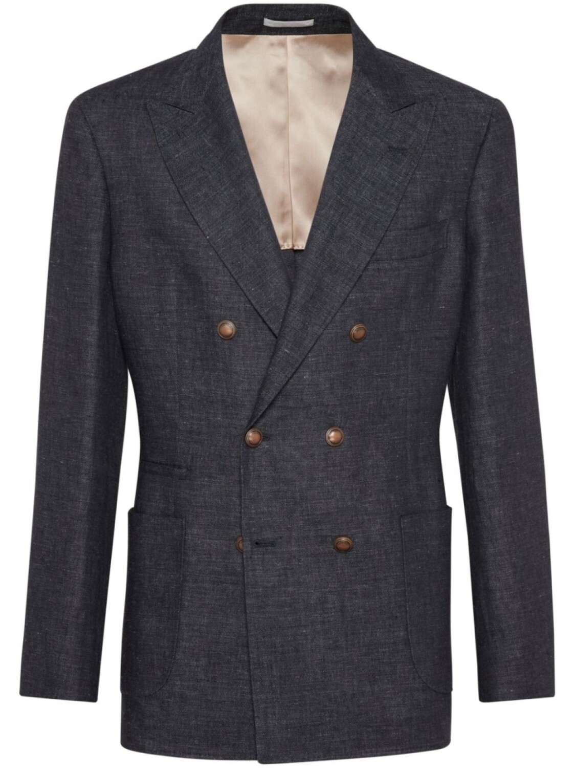 Brunello Cucinelli двубортный льняной пиджак, черный