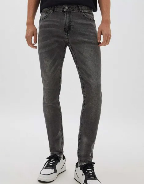 Серые джинсы скинни Pull&Bear