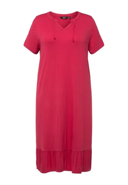 Платье из джерси SPLIT NECK SHORT SLEEVE MIDI Ulla Popken, роза