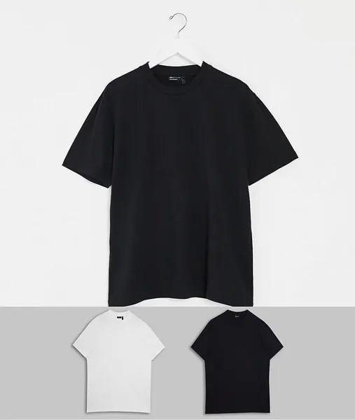 Комплект из 2 свободных футболок из органического хлопка с круглым вырезом ASOS DESIGN-Многоцветный