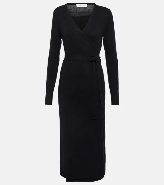 Платье миди astrid из шерсти и кашемира с запахом Diane Von Furstenberg, черный