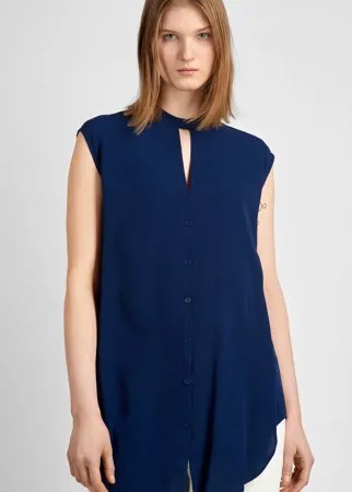 Блузка длинная  без рукавов синего цвета VASSA&Co