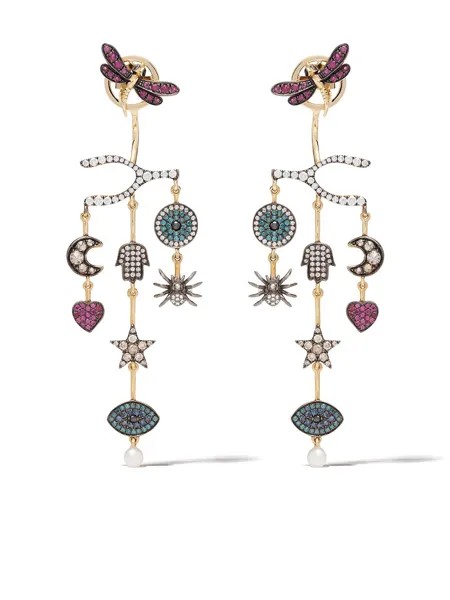 Annoushka золотые серьги Love Diamonds Chandelier с бриллиантами