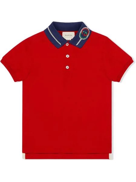 Gucci Kids рубашка поло с контрастным воротником