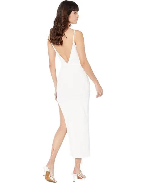 Платье Bebe Slit Dress with Fringe, слоновая кость