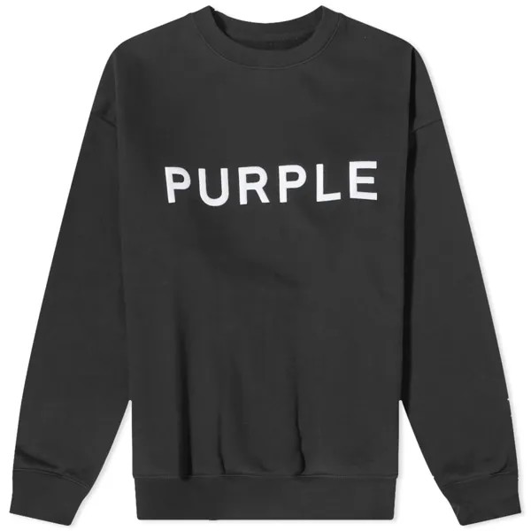 Фирменный флисовый свитшот с круглым вырезом Purple Brand, черный