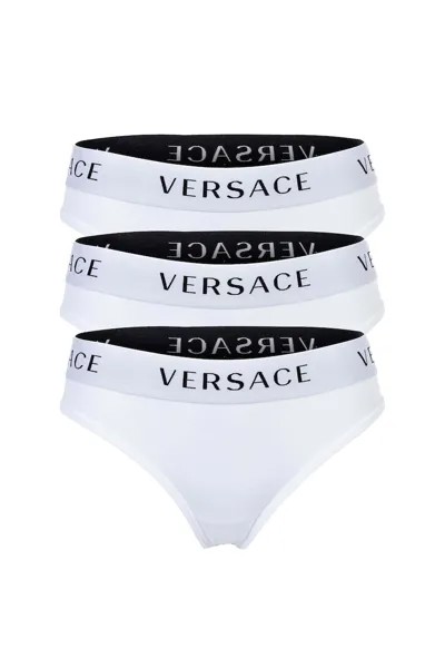 14025 Бикини с логотипом на талии — 3 пары Versace, белый