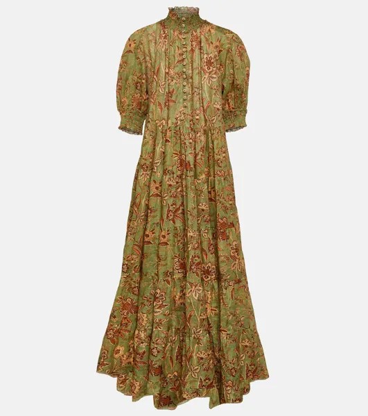 Платье макси junie с цветочным принтом Zimmermann, зеленый
