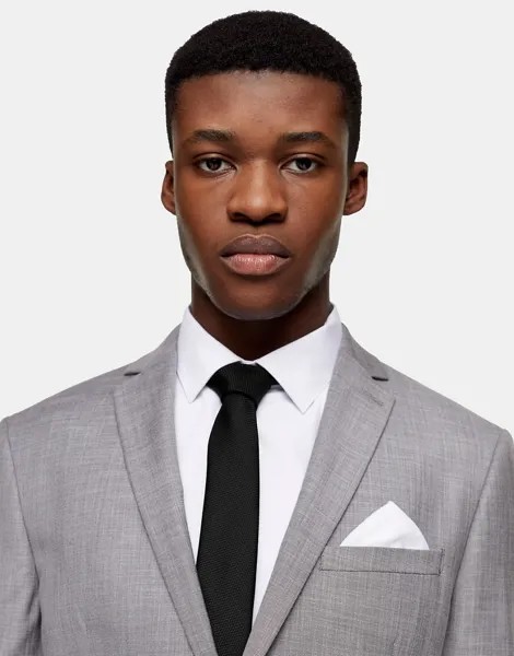 Черный галстук с белым платком для нагрудного кармана Topman-Многоцветный
