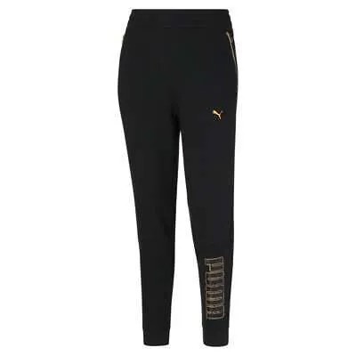 Puma Train Moto Fleece Joggers Womens Black Casual Athletic 521449-01