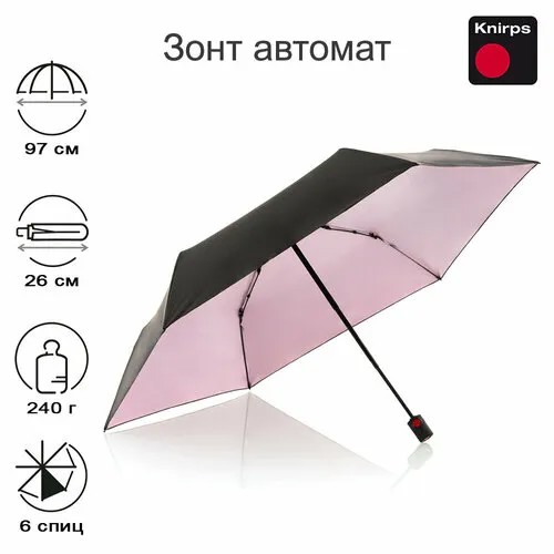 Мини-зонт Knirps, черный, розовый