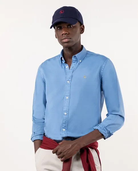 Однотонная мужская рубашка светло-синего цвета El Ganso, светло-синий