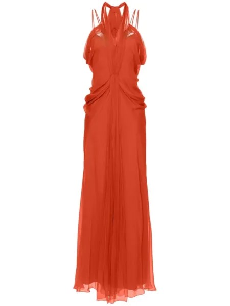 Alberta Ferretti шелковое платье макси, оранжевый