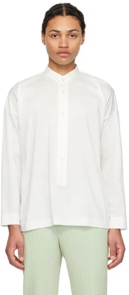 Белая рубашка с воротником-стойкой Homme Plisse Issey Miyake