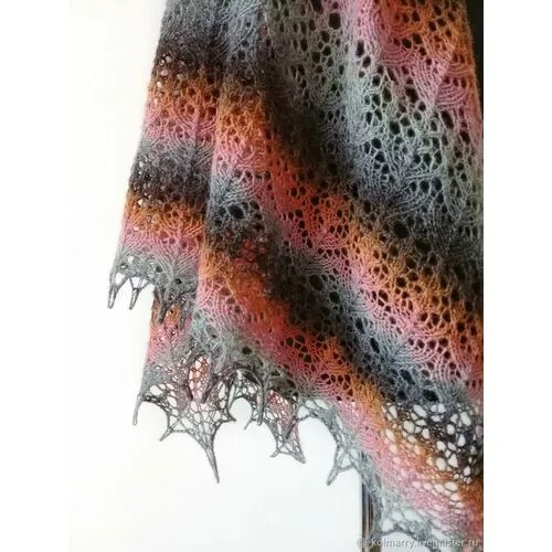 Шаль Wonder Yarn,190х95 см, серый, розовый