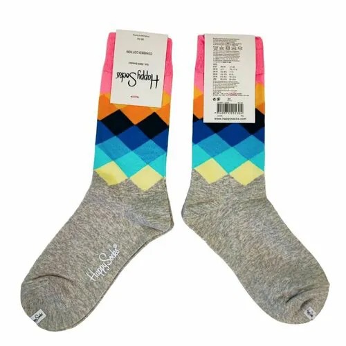 Носки Happy Socks Носки, размер 36-40, серый/оранжевый