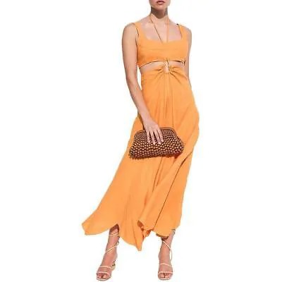Длинное макси-платье Cult Gaia Womens Eileen с оранжевым платком и подолом L BHFO 3905