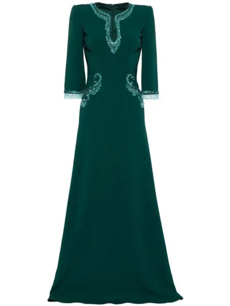 Jenny Packham декорированное платье макси Viva, зеленый