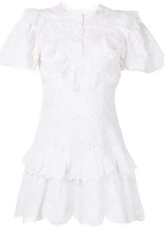LoveShackFancy платье мини с английской вышивкой