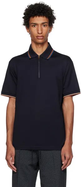 Темно-синяя футболка-поло с полосками Paul Smith