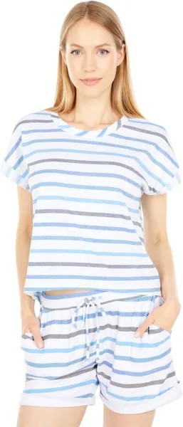 Футболка Chaser Recycled Vintage Jersey Rolled Short Sleeve Tee, цвет Ocean Ombre Stripe