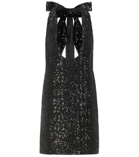 Мини-платье с пайетками SAINT LAURENT, черный