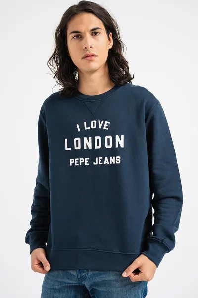 Толстовка с овальным вырезом и узорами Pepe Jeans London, синий